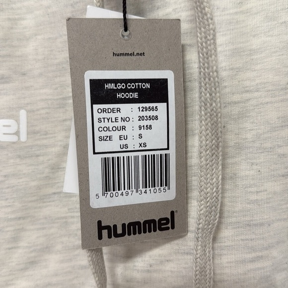 Hummel Go Men’s Long Sleeve Cotton Soccer Hoodie Cream Gray size XS - Picture 3 of 5
